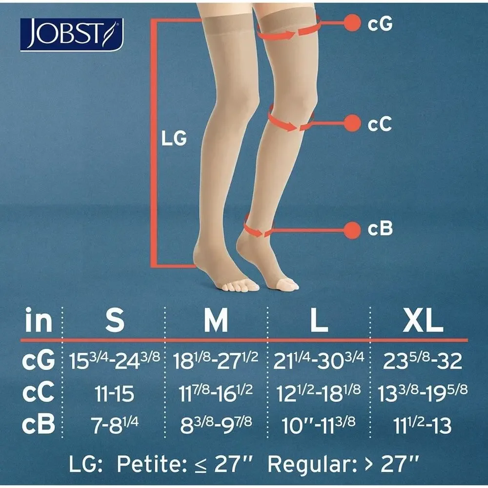Jobst Ultrasheer Lace Band Thigh High Closed Toe 20-30mmHg Silky Beige Small